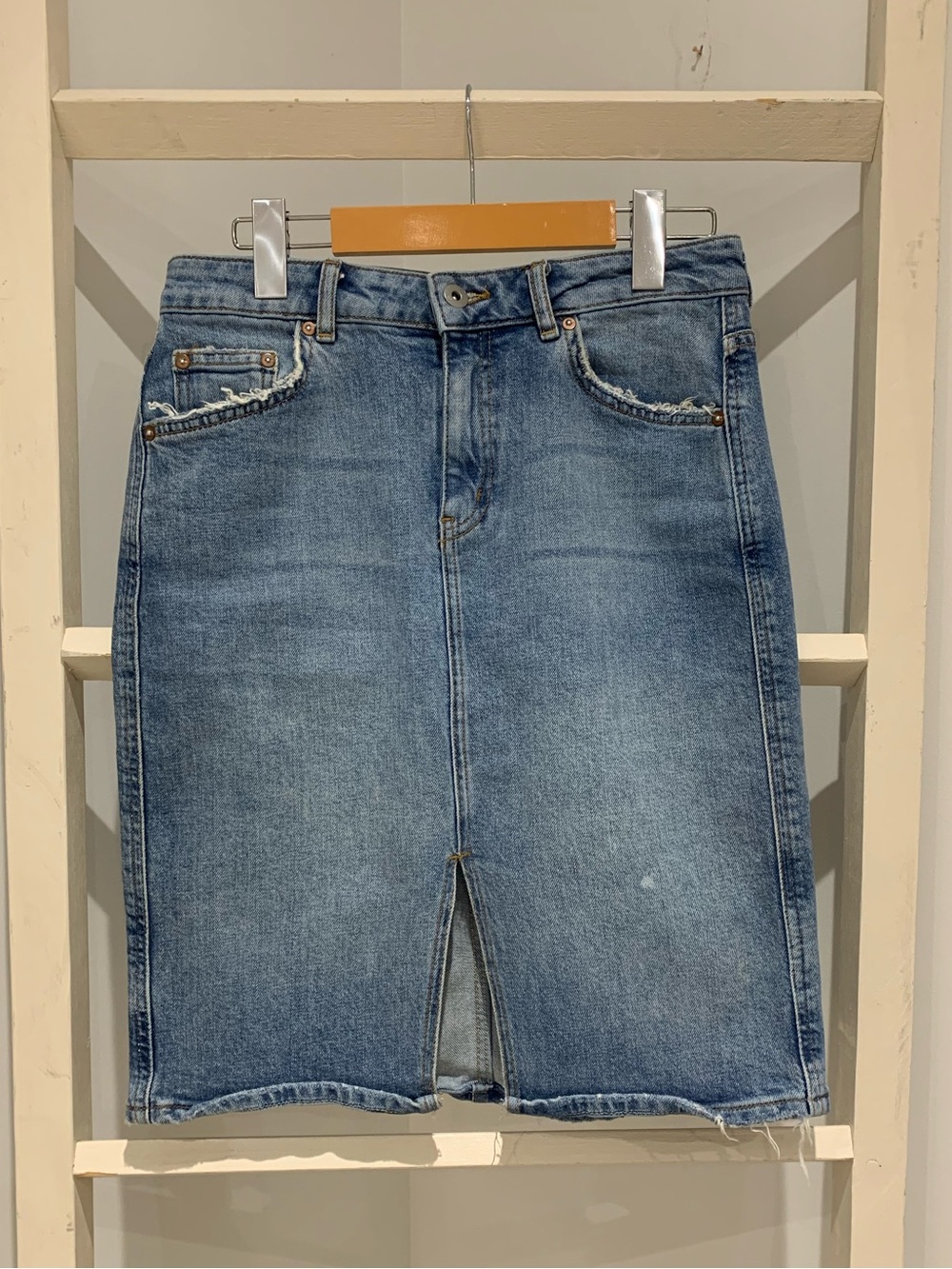 Anthropologie Pilcro Denim Pencil Skirt with Front Slit